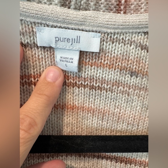 Pure Jill Cotton Space Dyed OverSized Cardigan 3/4 Sleeve Womens Size Large - Picture 4 of 8